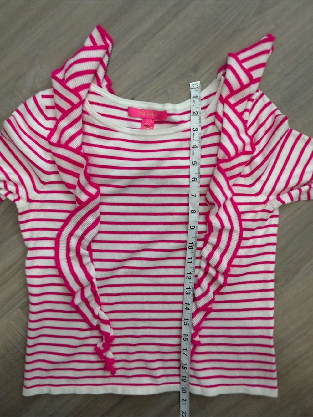 Lilly Pulitzer Ruth Ruffle Sweater in Pink Tango.  Sz Small - Picture 7 of 10